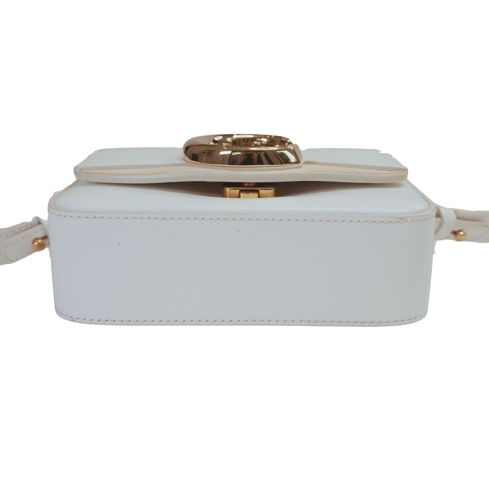 Chloé C Mini Bag, White Leather with Gold 