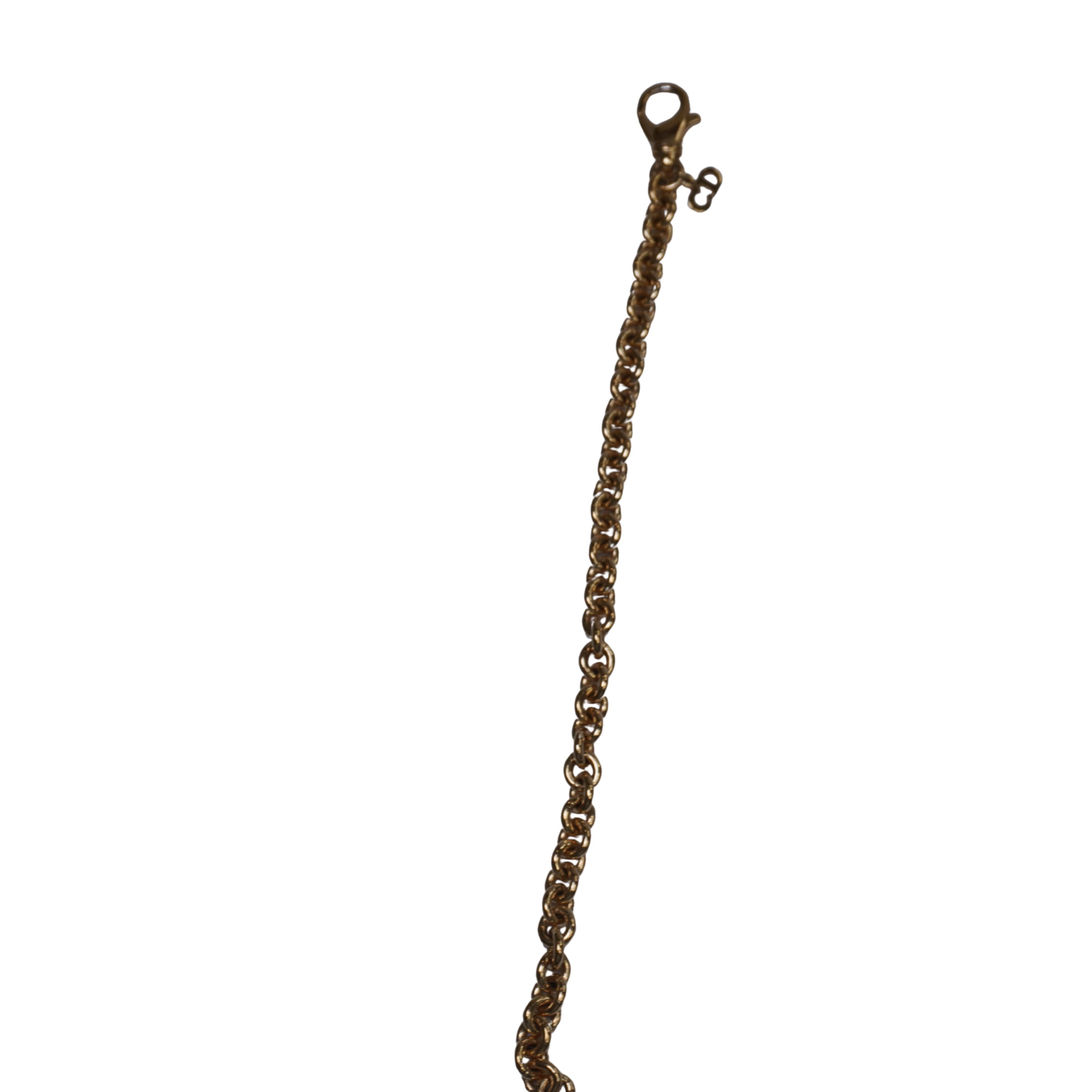 Vintage Christian Dior Gold-Tone Chain Link Bracelet, CD Logo Charm, Lobster Clasp