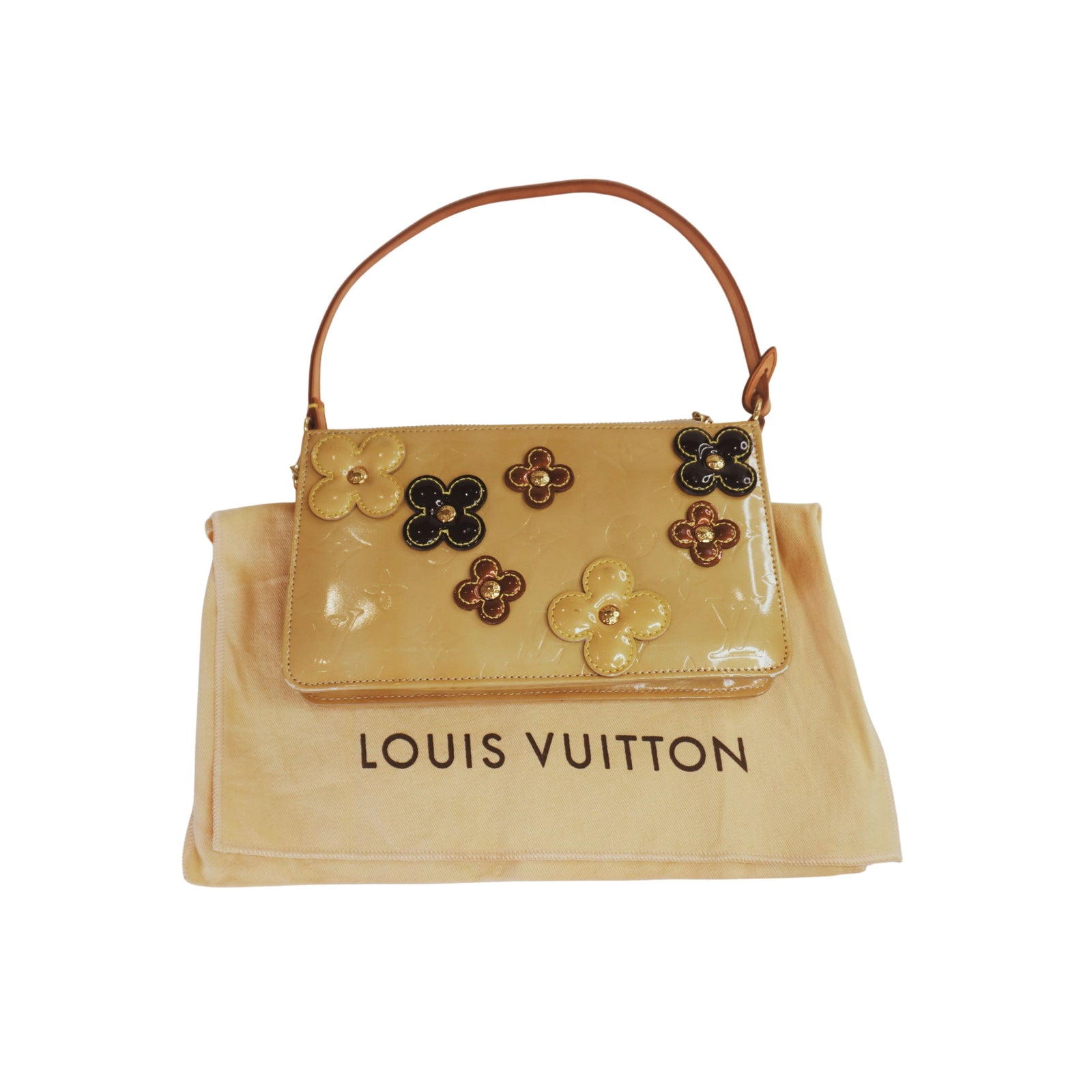 Louis Vuitton Lexington Fleurs Pochette, Beige Monogram Vernis with Flower Appliqués, Marc Jacobs Era