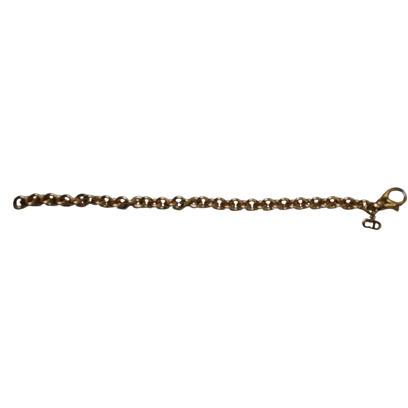 Vintage Christian Dior Gold-Tone Chain Link Bracelet, CD Logo Charm, Lobster Clasp