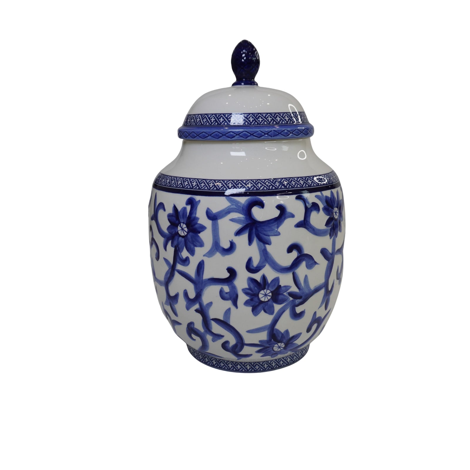 Ralph Lauren Mandarin Blue Ginger Jars, Set of 3 Graduated, Blue & White Chinoiserie Lidded