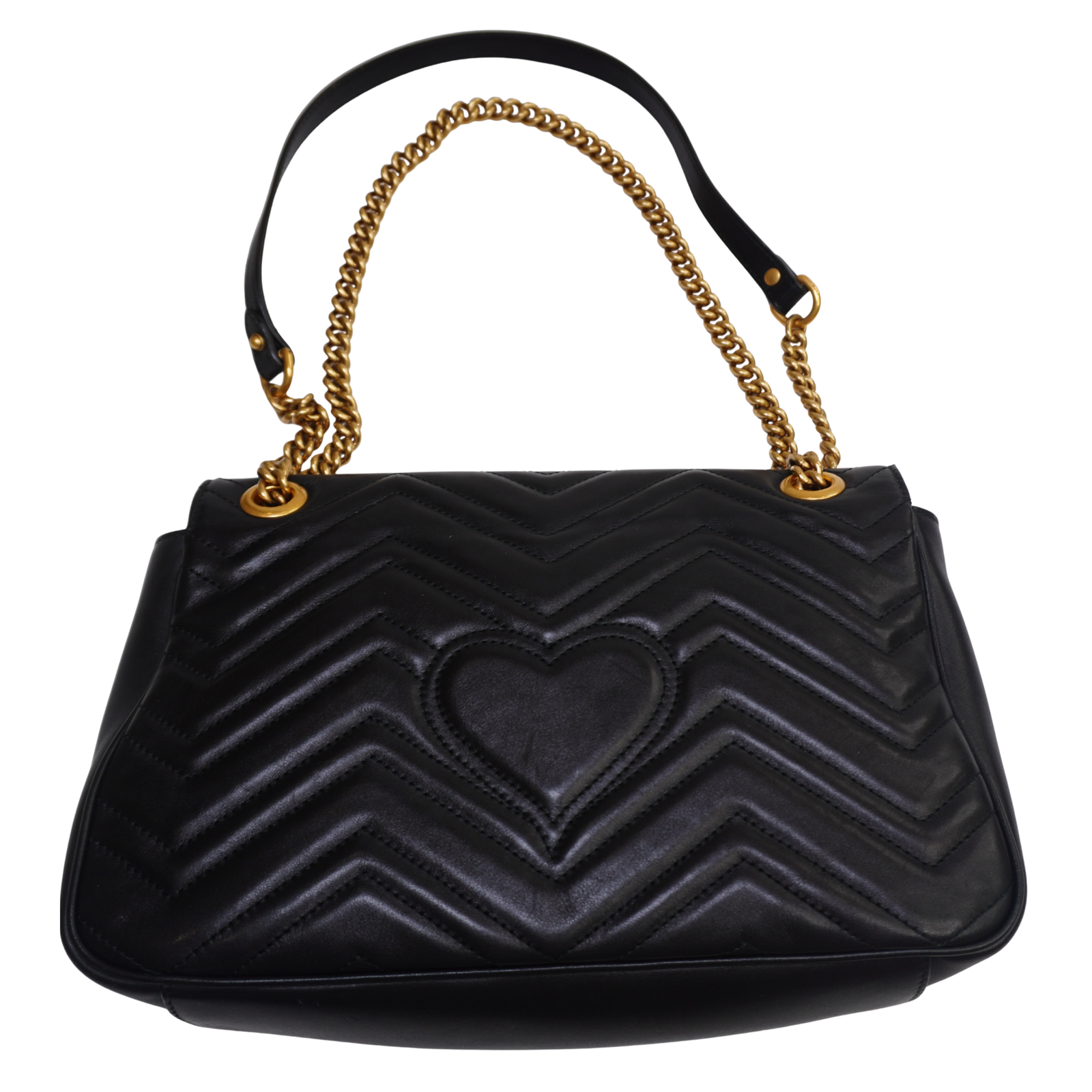 Gucci GG Marmont Matelassé Shoulder Bag, Black Leather, Medium, Antique Gold Hardware