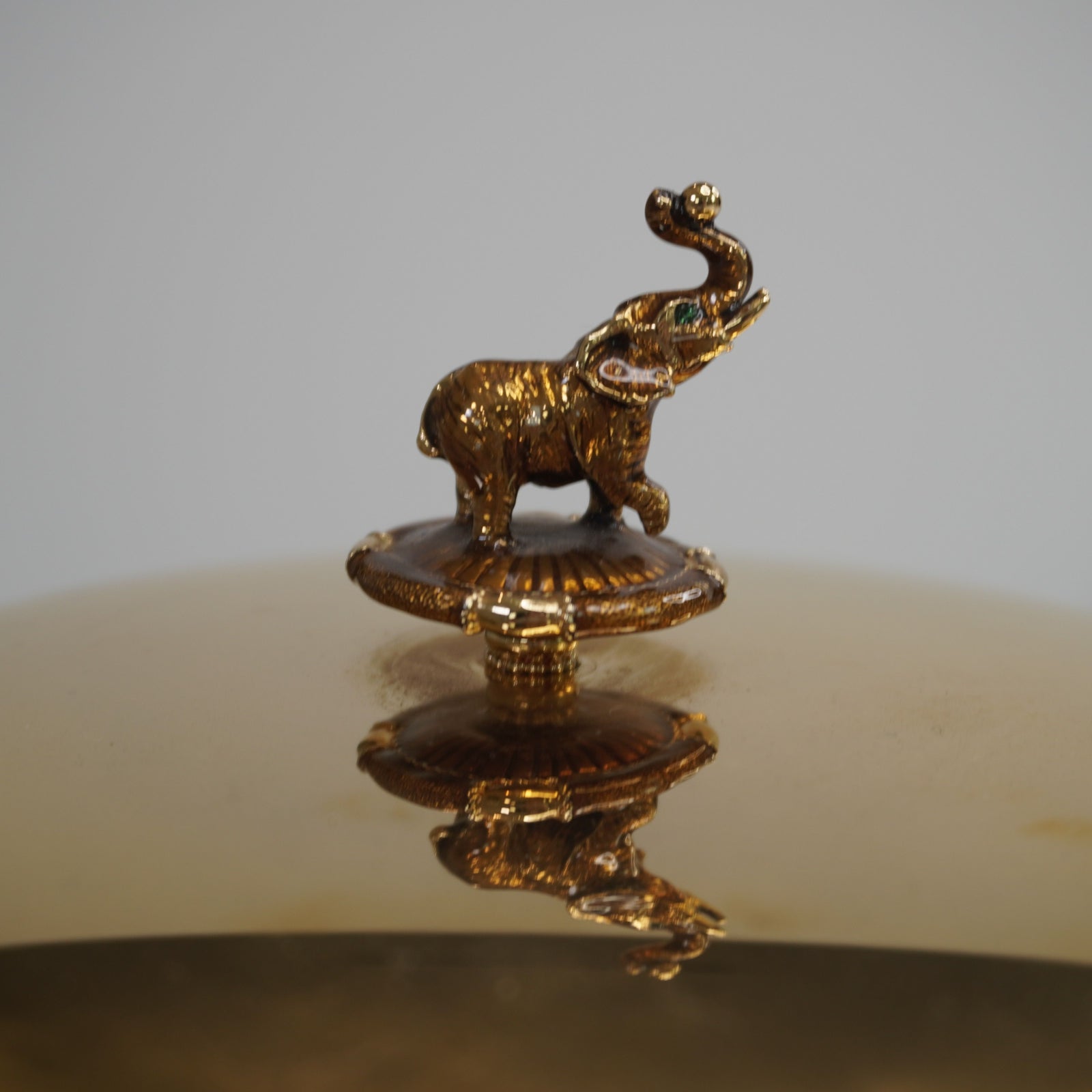 Vintage St. John Home Safari Elephant Ice Bucket, Gold Tone Brass with Leopard & Swarovski Crystals