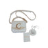 Chloé C Mini Bag, White Leather with Gold "C" Logo, Top Handle Crossbody