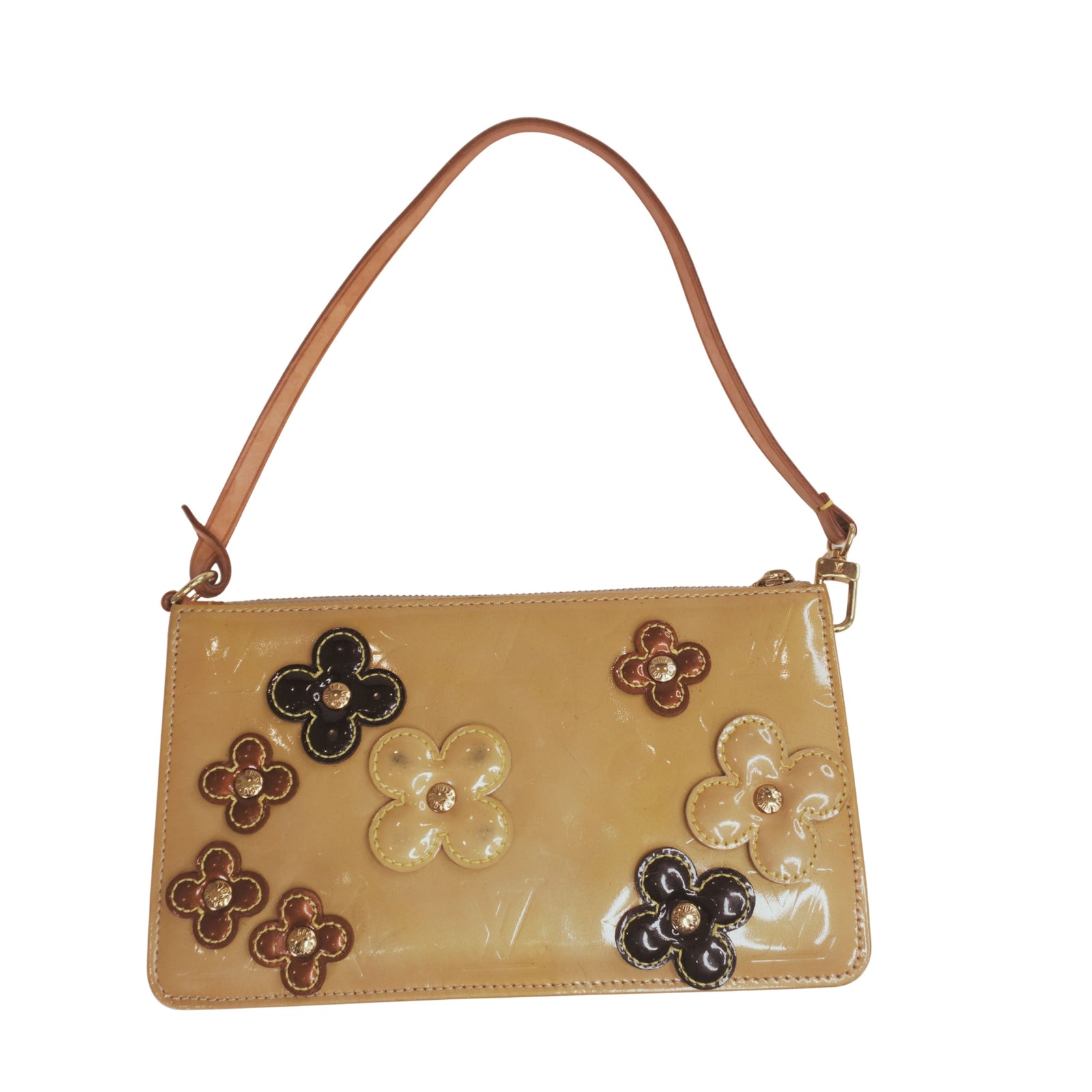 Louis Vuitton Lexington Fleurs Pochette, Beige Monogram Vernis with Flower Appliqués, Marc Jacobs Era