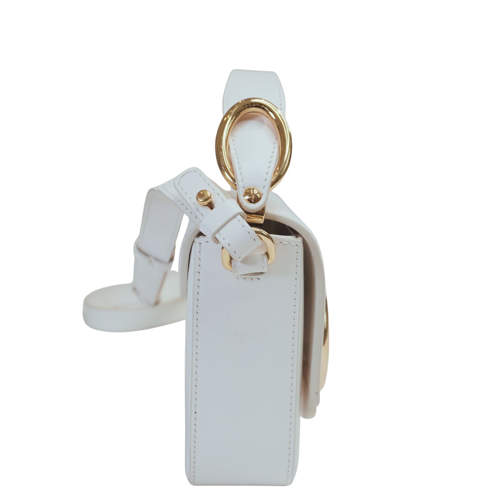 Chloé C Mini Bag, White Leather with Gold 