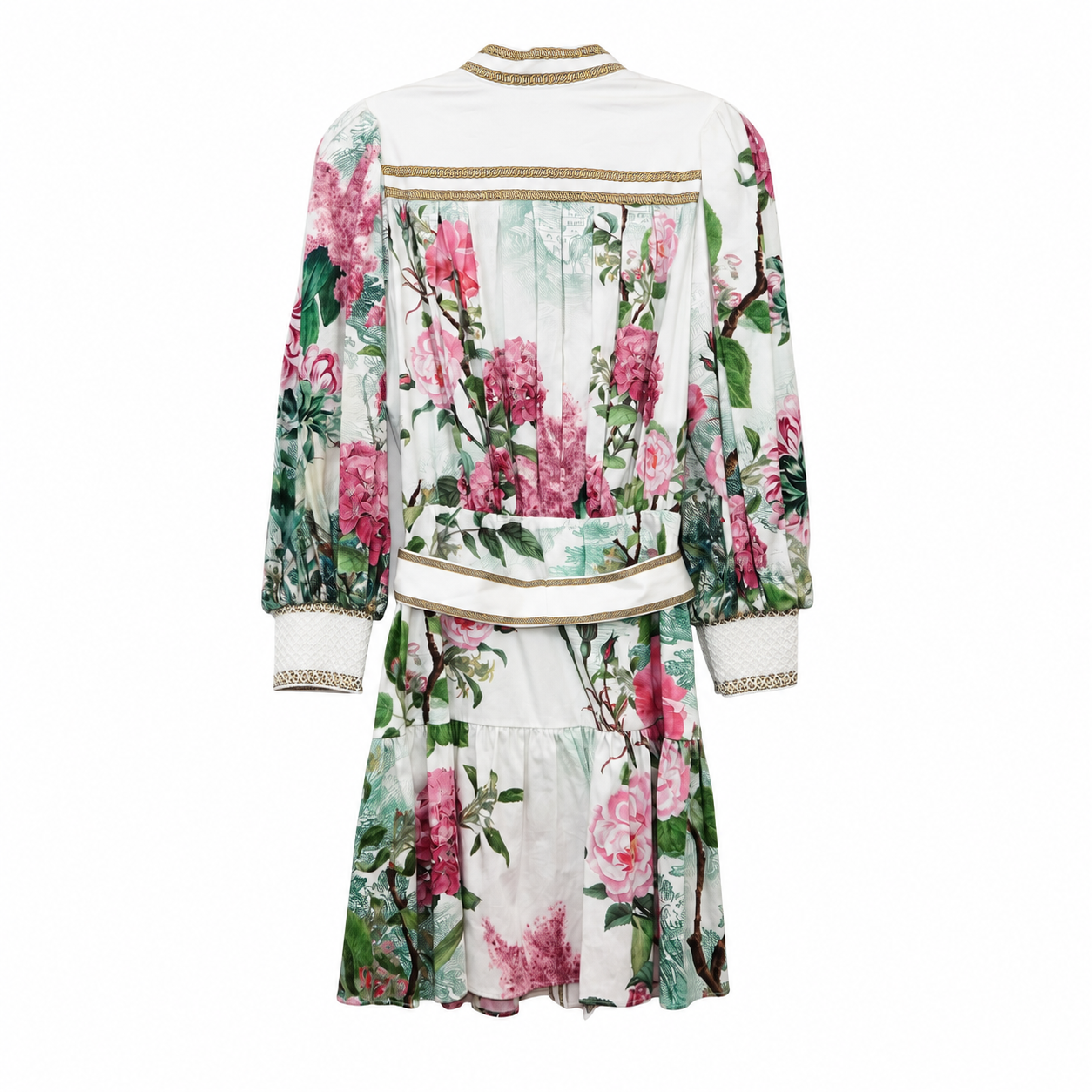 Alice + Olivia Cora Shirt Dress, Rose Whisper Floral, Gold Chain Trim, New With Tags, Size M