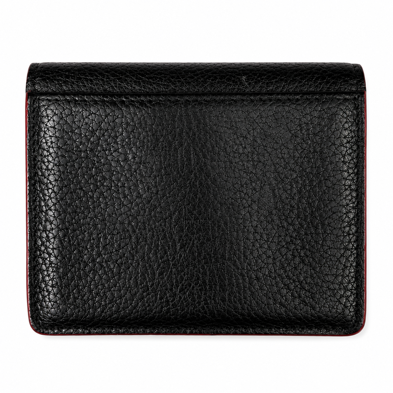 Christian Louboutin Spiked Card Holder, Black Grained Calf Leather, Loubi-Red Interior — with Box & Dust Bag