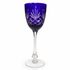 Set of 8 Fabergé Cobalt Blue Cut-to-Clear Crystal Wine Goblets, Signed, Mouth-Blown