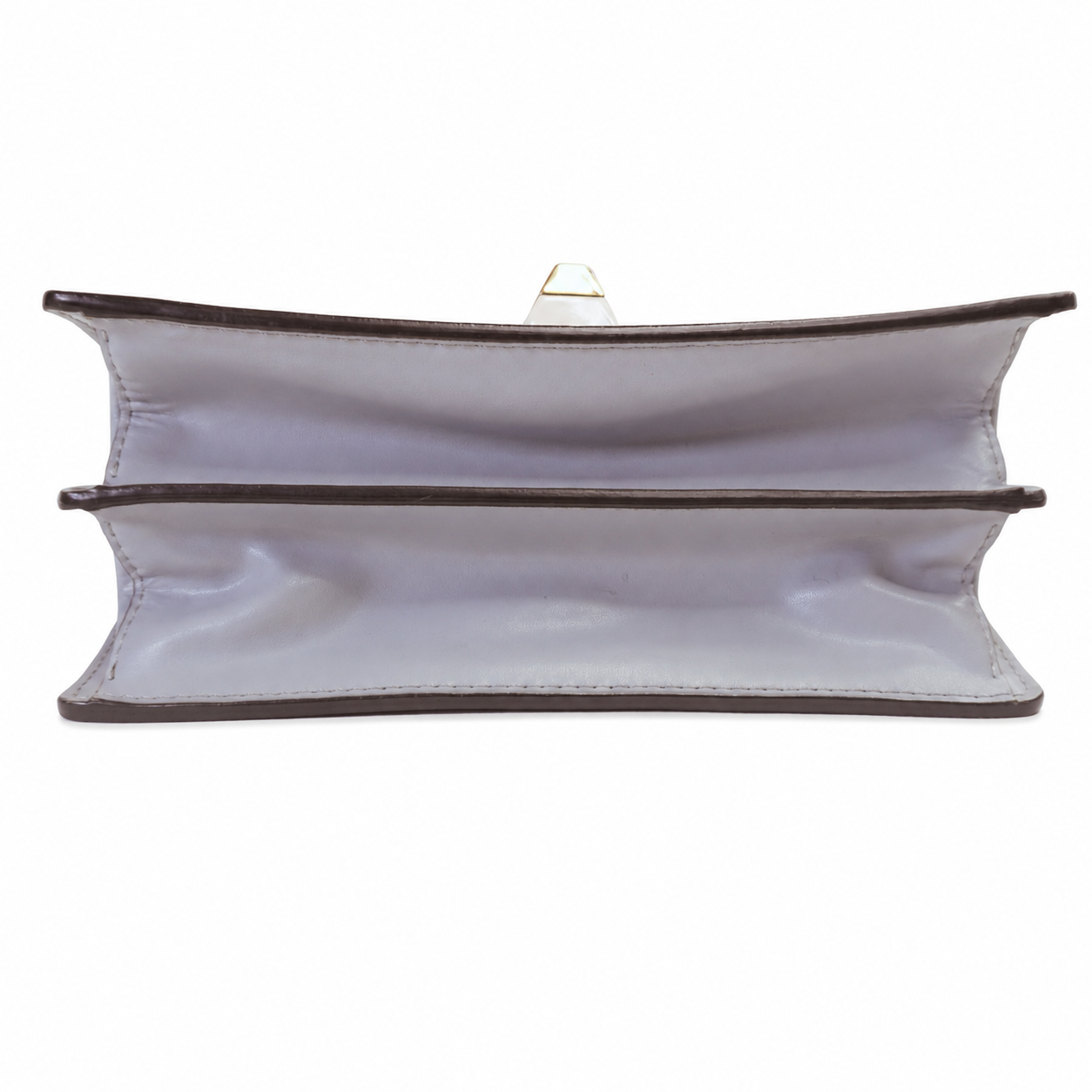 Fendi Kan I Shoulder Bag, Grey Leather with Studded Closure, Chain Strap, FENDI ROMA