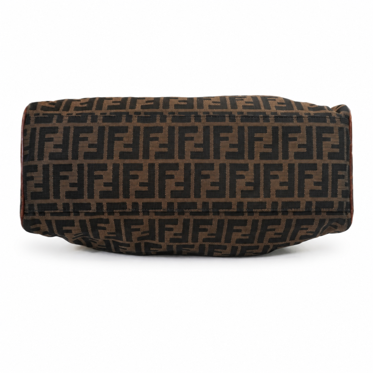 Fendi Zucca Canvas Satchel, Tobacco FF Monogram with Cognac Leather Trim, Star Studs & Hook Closure