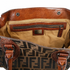 Fendi Zucca Canvas Satchel, Tobacco FF Monogram with Cognac Leather Trim, Star Studs & Hook Closure