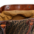 Fendi Zucca Canvas Satchel, Tobacco FF Monogram with Cognac Leather Trim, Star Studs & Hook Closure
