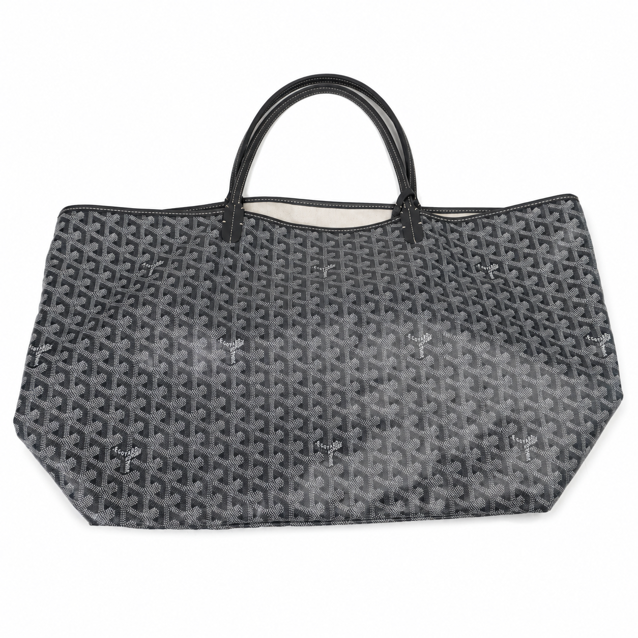 Goyard Saint Louis GM Tote, Grey Goyardine Chevron Canvas, with Pochette