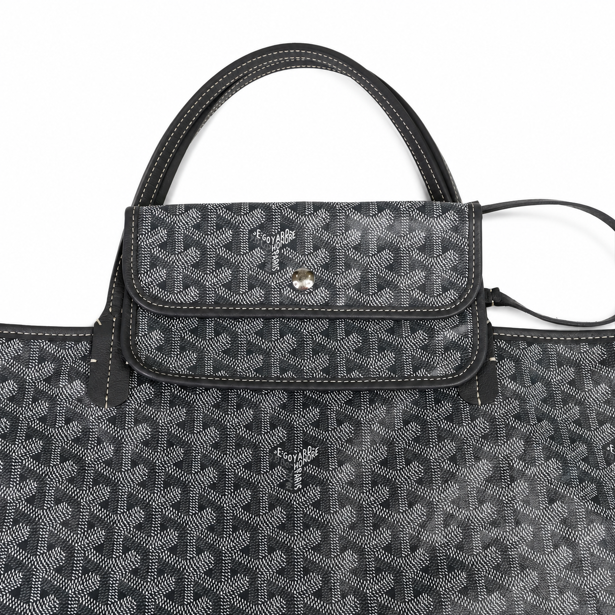 Goyard Saint Louis GM Tote, Grey Goyardine Chevron Canvas, with Pochette