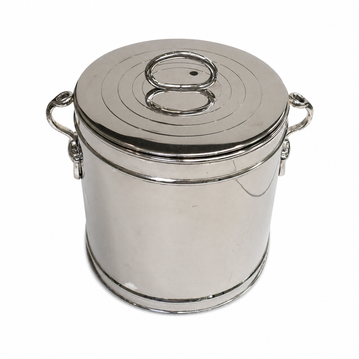 Vintage Gucci Silver-Plate Ice Bucket with Lid — Gucci Home Barware, Made in Italy, Ring Handles