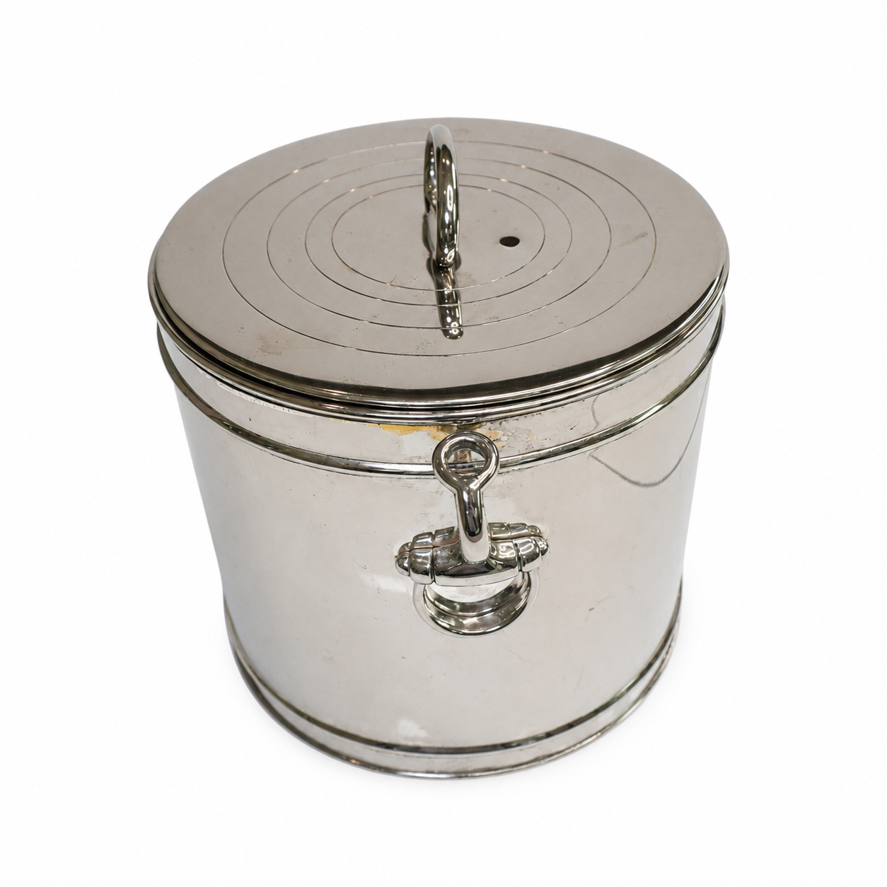 Vintage Gucci Silver-Plate Ice Bucket with Lid — Gucci Home Barware, Made in Italy, Ring Handles