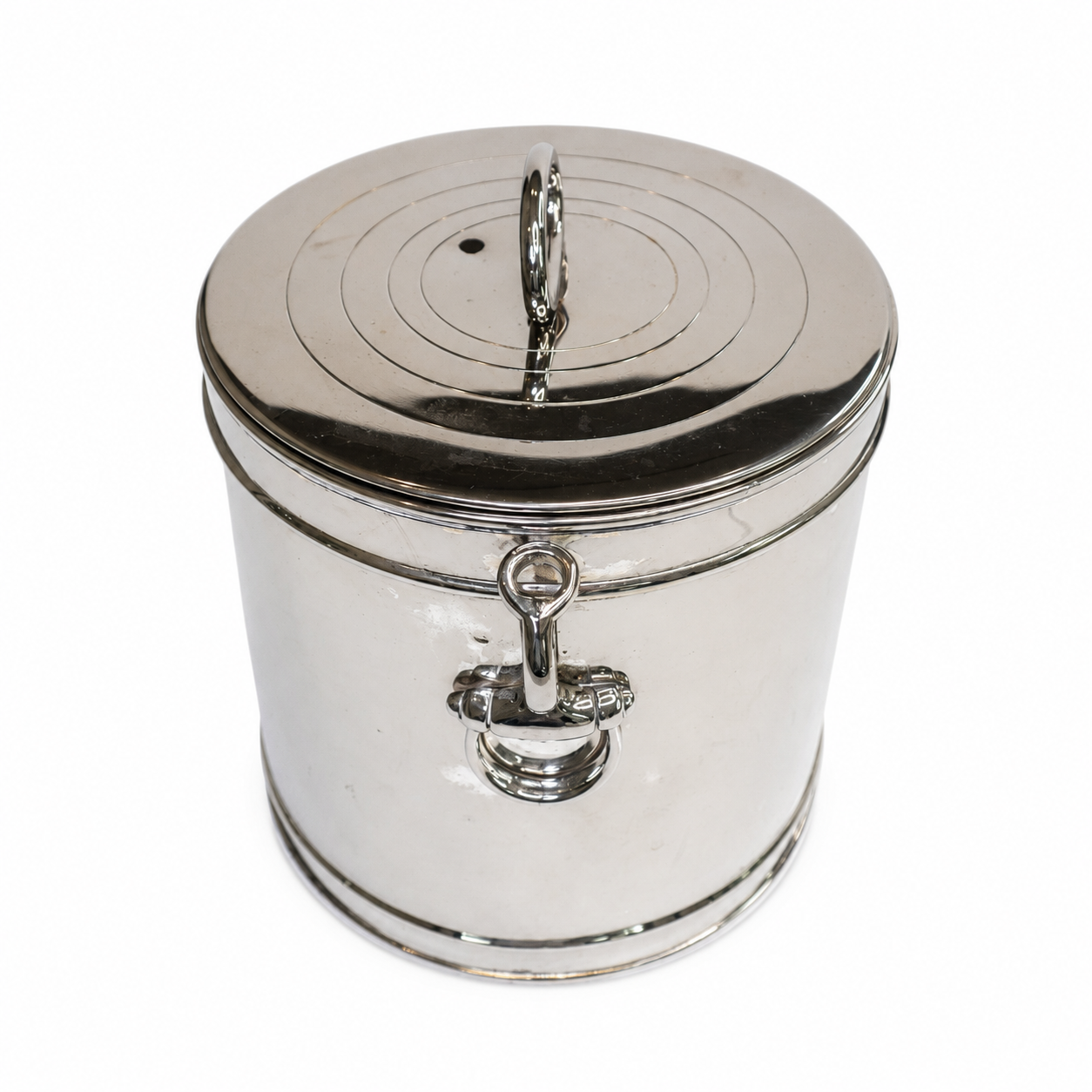 Vintage Gucci Silver-Plate Ice Bucket with Lid — Gucci Home Barware, Made in Italy, Ring Handles