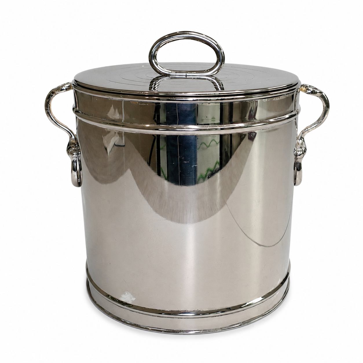 Vintage Gucci Silver-Plate Ice Bucket with Lid — Gucci Home Barware, Made in Italy, Ring Handles