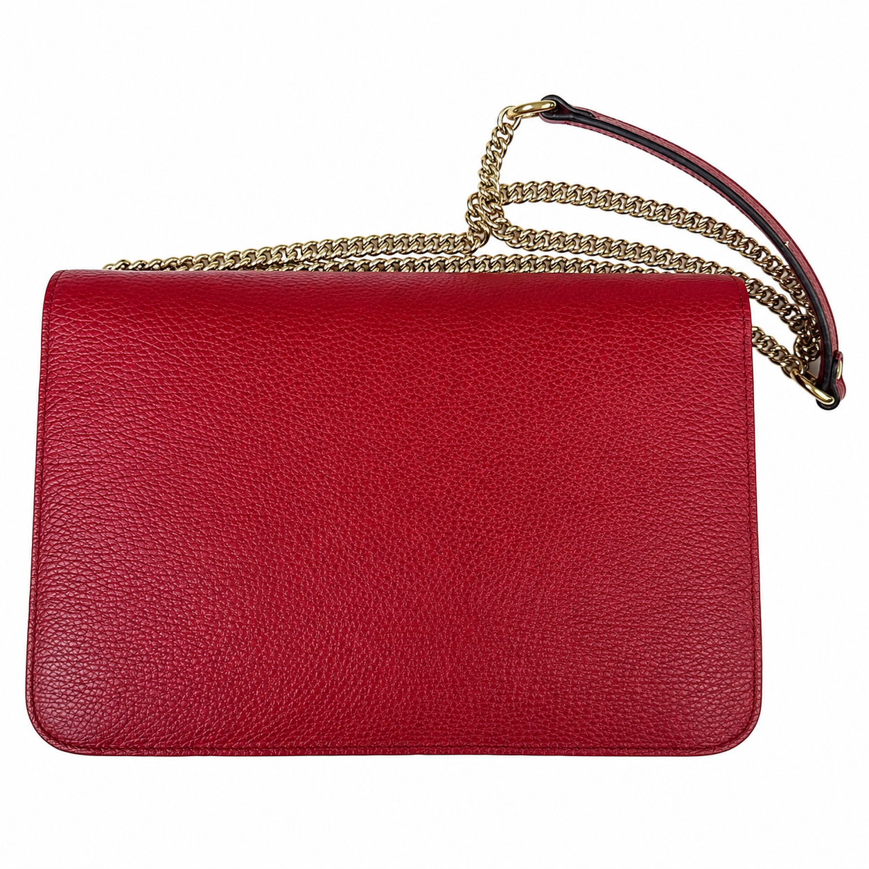 Gucci Interlocking G Chain Shoulder Bag, Red Dollar Calf Leather, Gold Interlocking GG Clasp — 510304