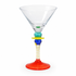 Mouth-Blown Art Glass Martini / Cocktail Glasses, Set of 4 — Colorful Stacked-Orb Spiral Stem (Memphis / Postmodern Style)