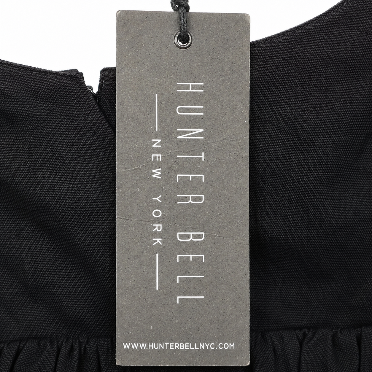 Hunter Bell New York Black Linen-Blend Puff-Sleeve Peplum Top, Wrap V-Neck, New With Tags, Size XS