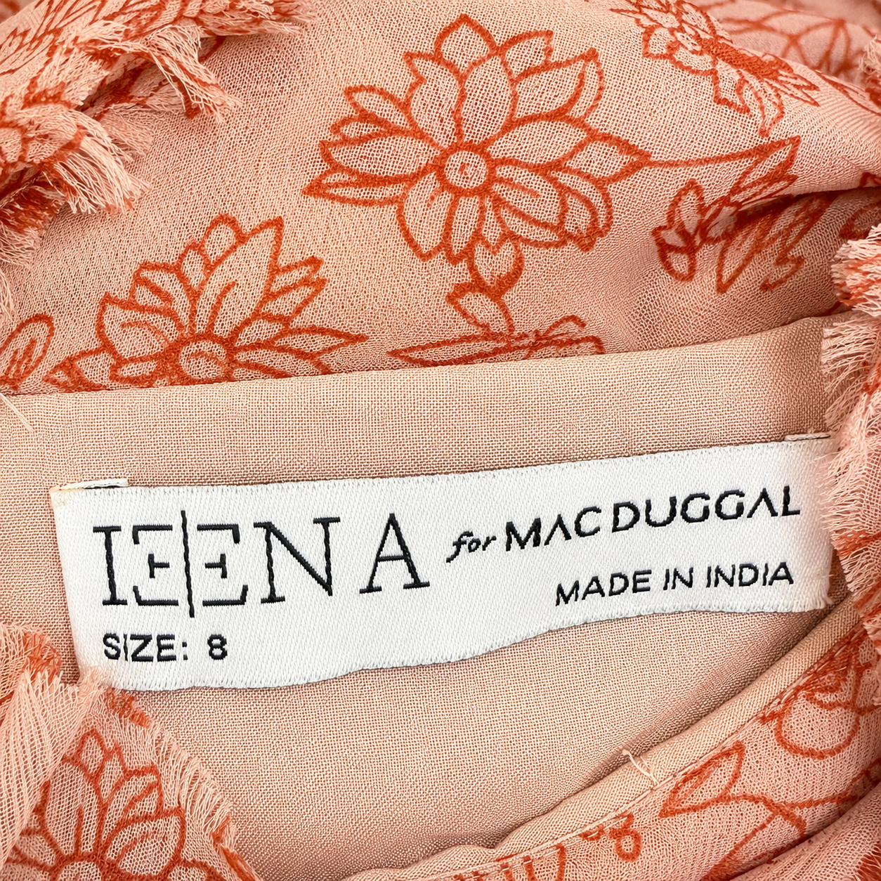 Ieena for Mac Duggal Floral Ruffle Mini Dress, Dusty Rose Pleated Chiffon, Long Sleeve, NWT — Size 8