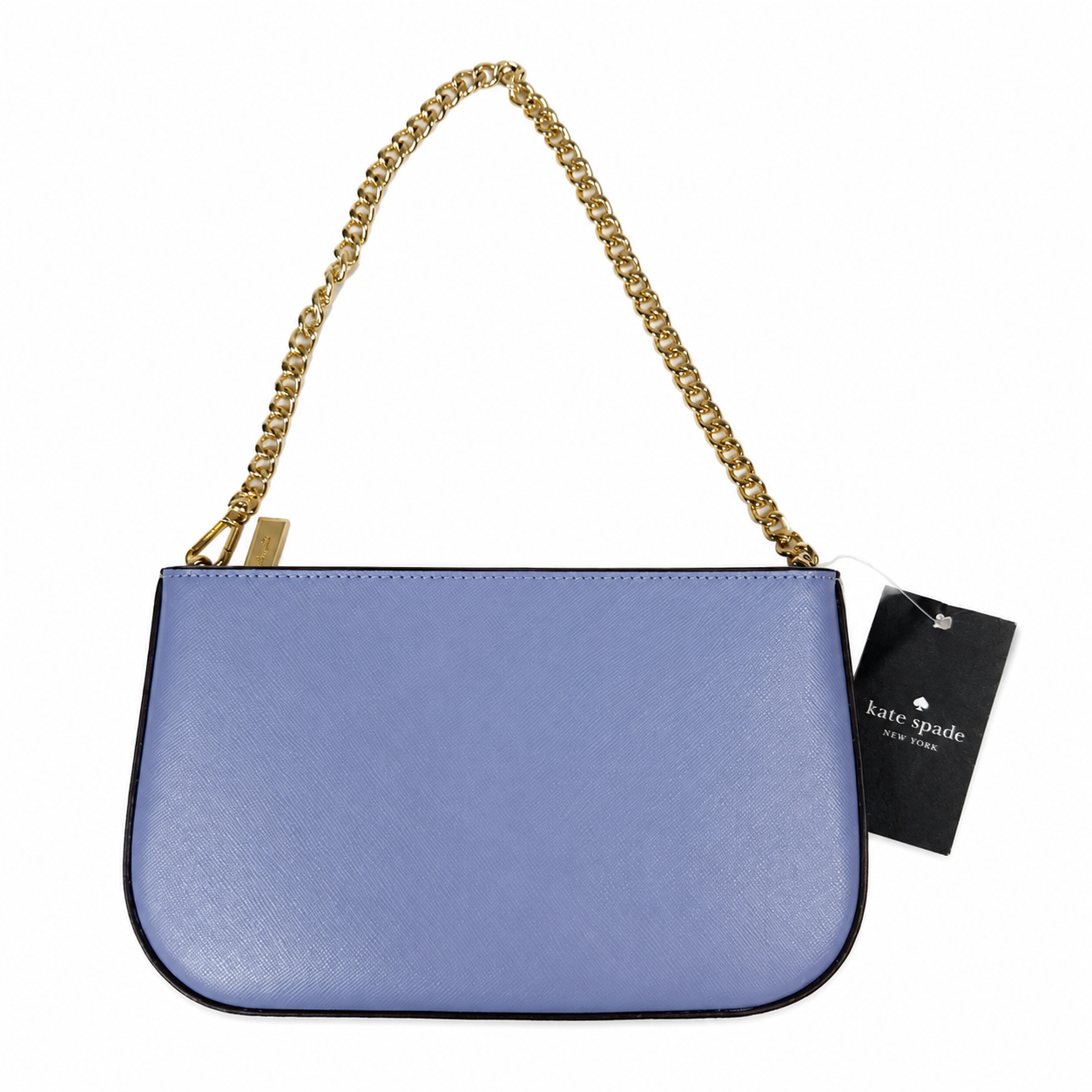 Kate Spade Madison Saffiano Leather Pochette — Frosted Blue, Gold Chain, Convertible Clutch, New With Tags