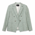 Lafayette 148 New York Green & Teal Tweed Double-Breasted Blazer, Fully Lined, Size 8