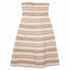 Lafayette 148 New York Ribbon-Fringe A-Line Dress, Camel & Cream Textured, Strapless, Size 6