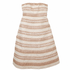 Lafayette 148 New York Ribbon-Fringe A-Line Dress, Camel & Cream Textured, Strapless, Size 6