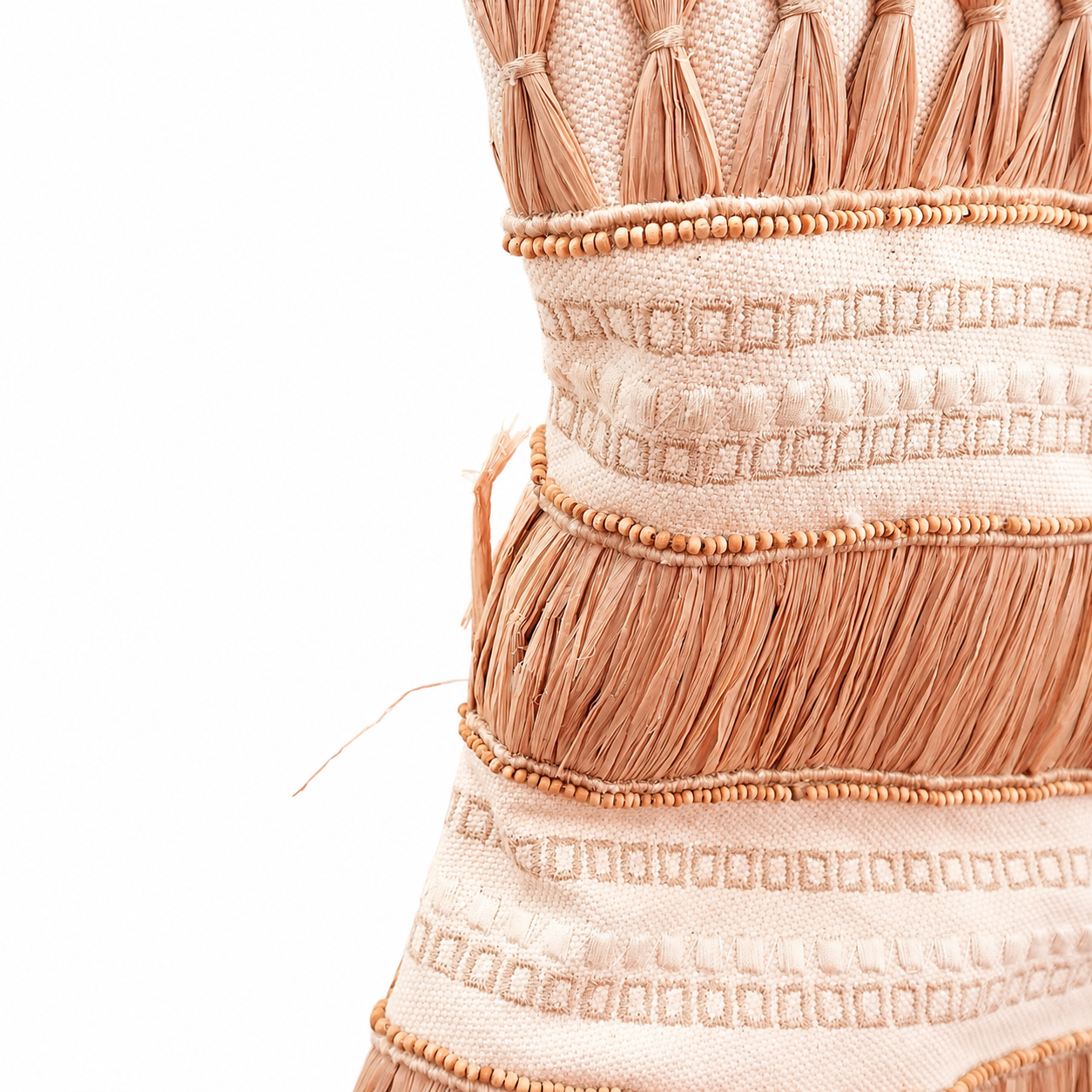 Lafayette 148 New York Ribbon-Fringe A-Line Dress, Camel & Cream Textured, Strapless, Size 6