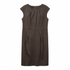 Lafayette 148 New York Stretch Cotton-Blend Sheath Dress, Olive-Taupe, Pleated Neckline, Size 8