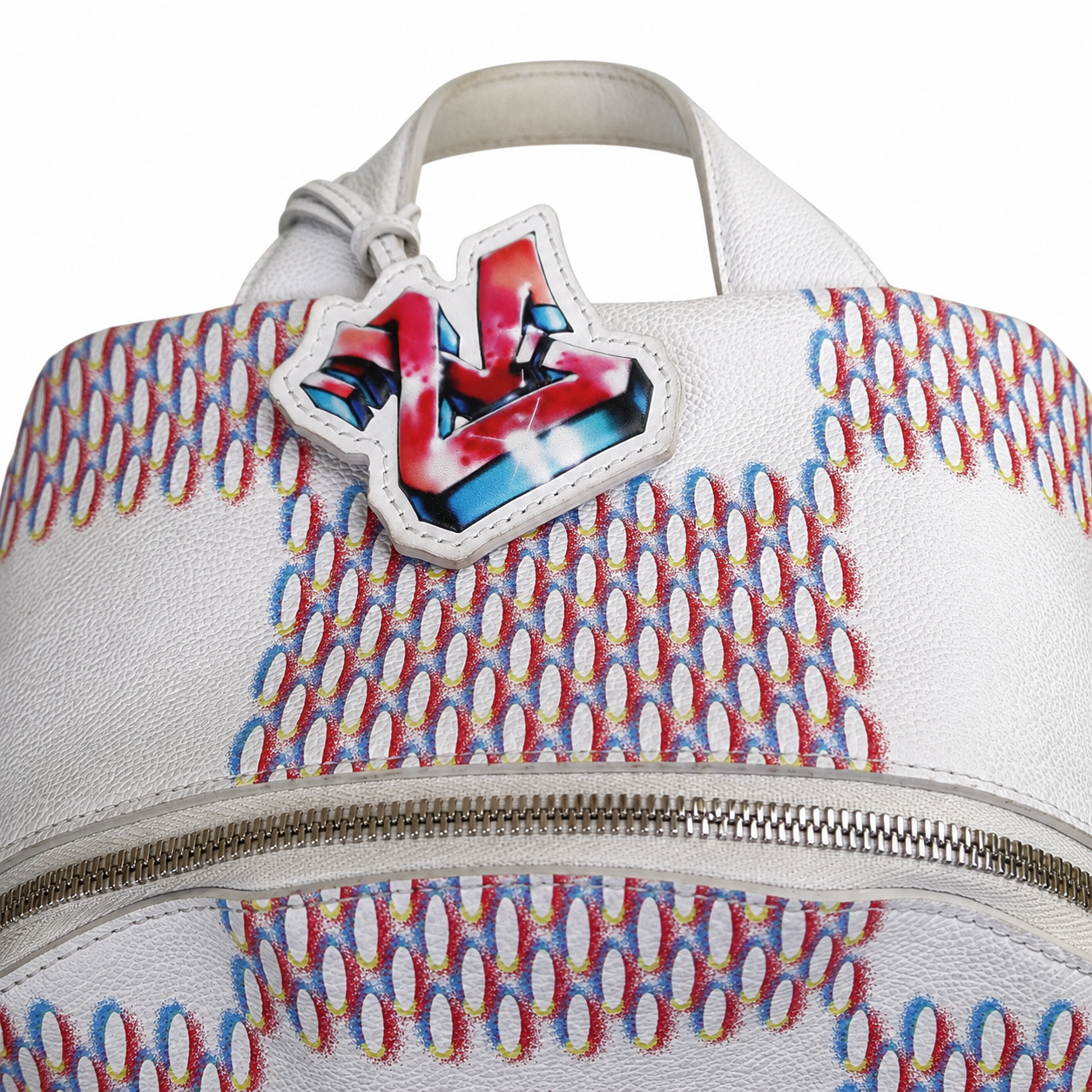 Louis Vuitton Racer Backpack, White Damier Spray, Virgil Abloh SS22, Silver Hardware
