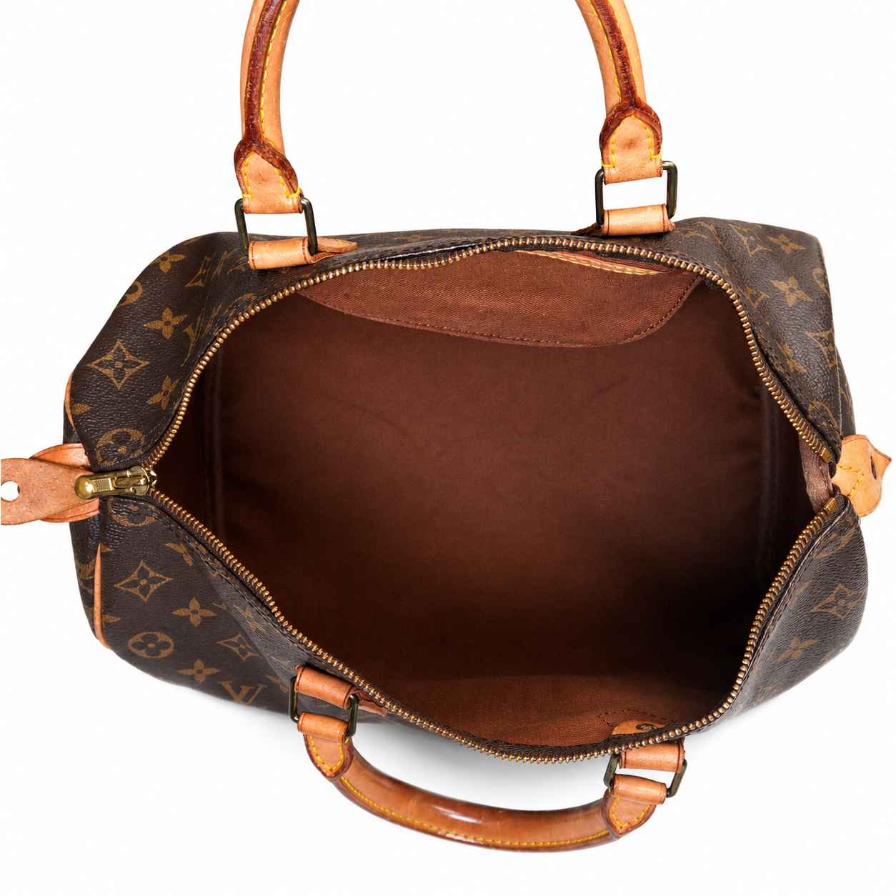 Louis Vuitton Speedy 35 — Vintage Monogram Canvas, Honey-Patina Vachetta, Brass Hardware