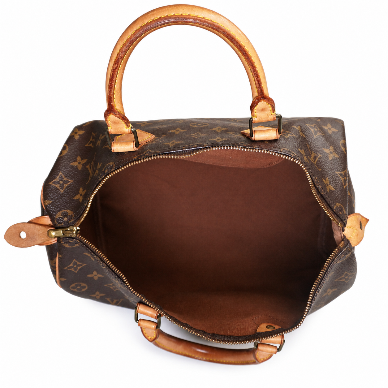 Louis Vuitton Speedy 35 — Vintage Monogram Canvas, Honey-Patina Vachetta, Brass Hardware
