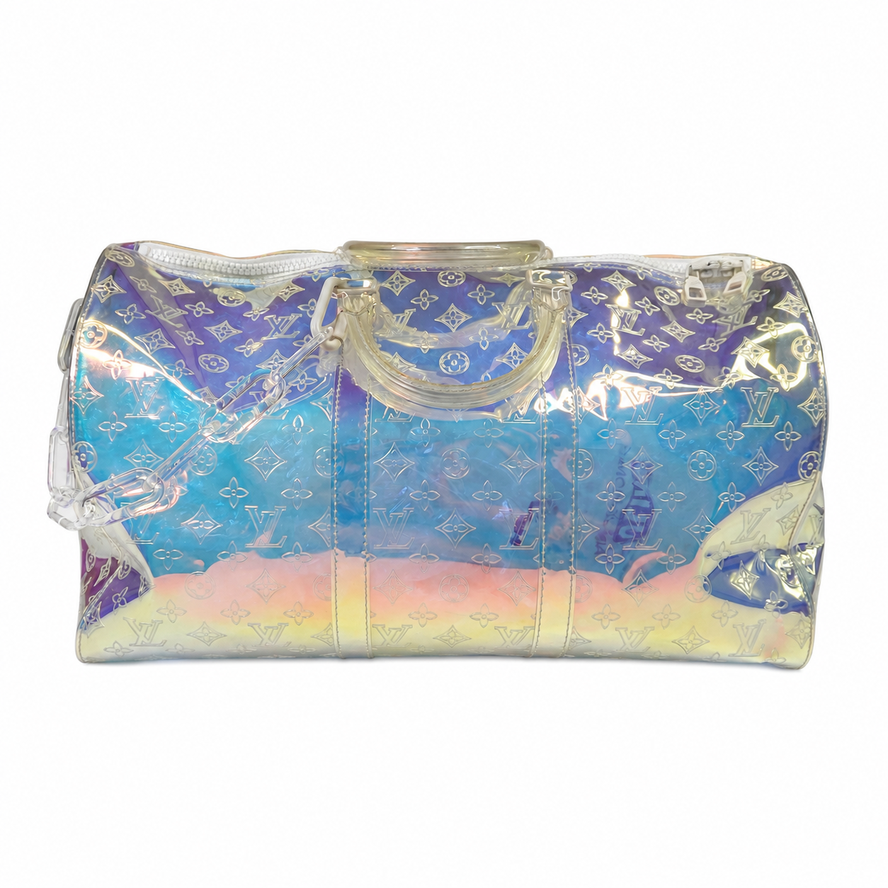 Louis Vuitton x Virgil Abloh Prism Keepall 50 Duffel Travel Bag, Iridescent Monogram PVC, SS19