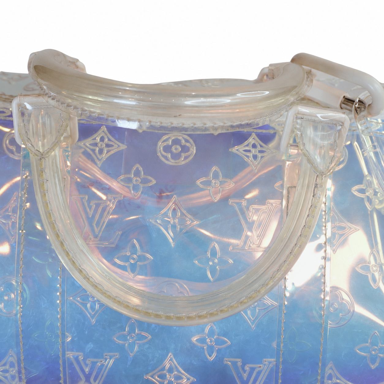 Louis Vuitton x Virgil Abloh Prism Keepall 50 Duffel Travel Bag, Iridescent Monogram PVC, SS19
