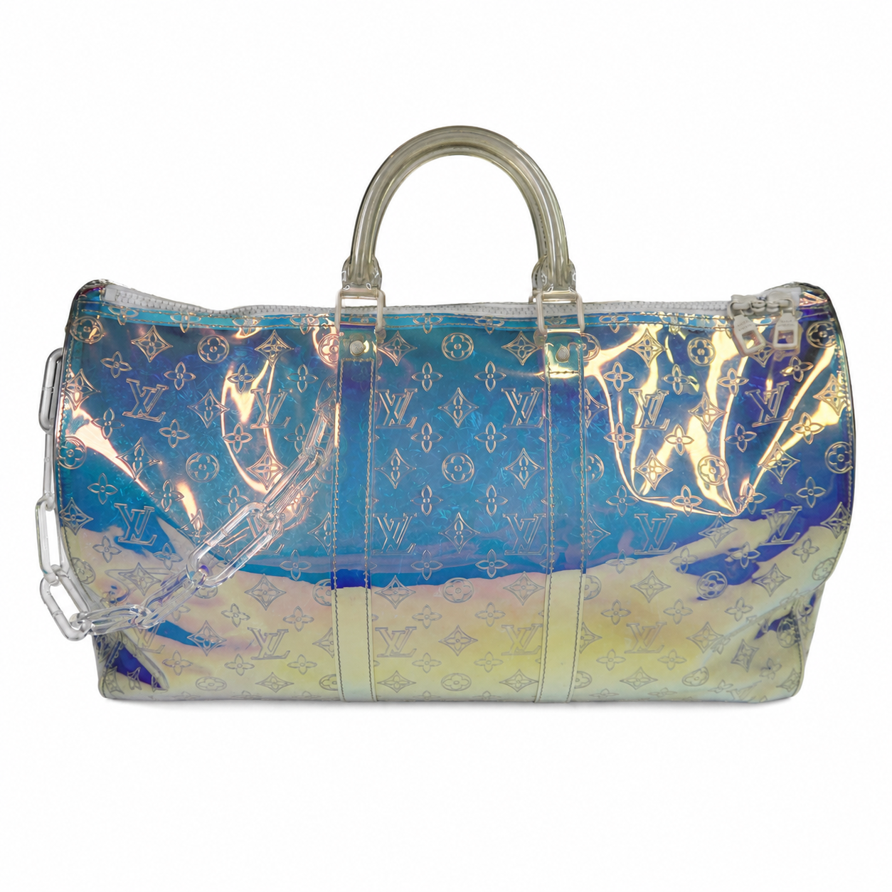 Louis Vuitton x Virgil Abloh Prism Keepall 50 Duffel Travel Bag, Iridescent Monogram PVC, SS19