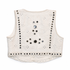 LoveShackFancy Cayman Mirror-Embroidered Cropped Vest, True White, Hook-and-Eye Front, Size 6, NWT