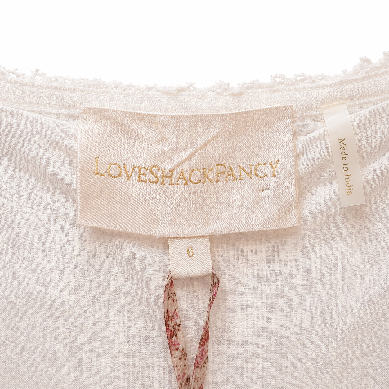 LoveShackFancy Cayman Mirror-Embroidered Cropped Vest, True White, Hook-and-Eye Front, Size 6, NWT
