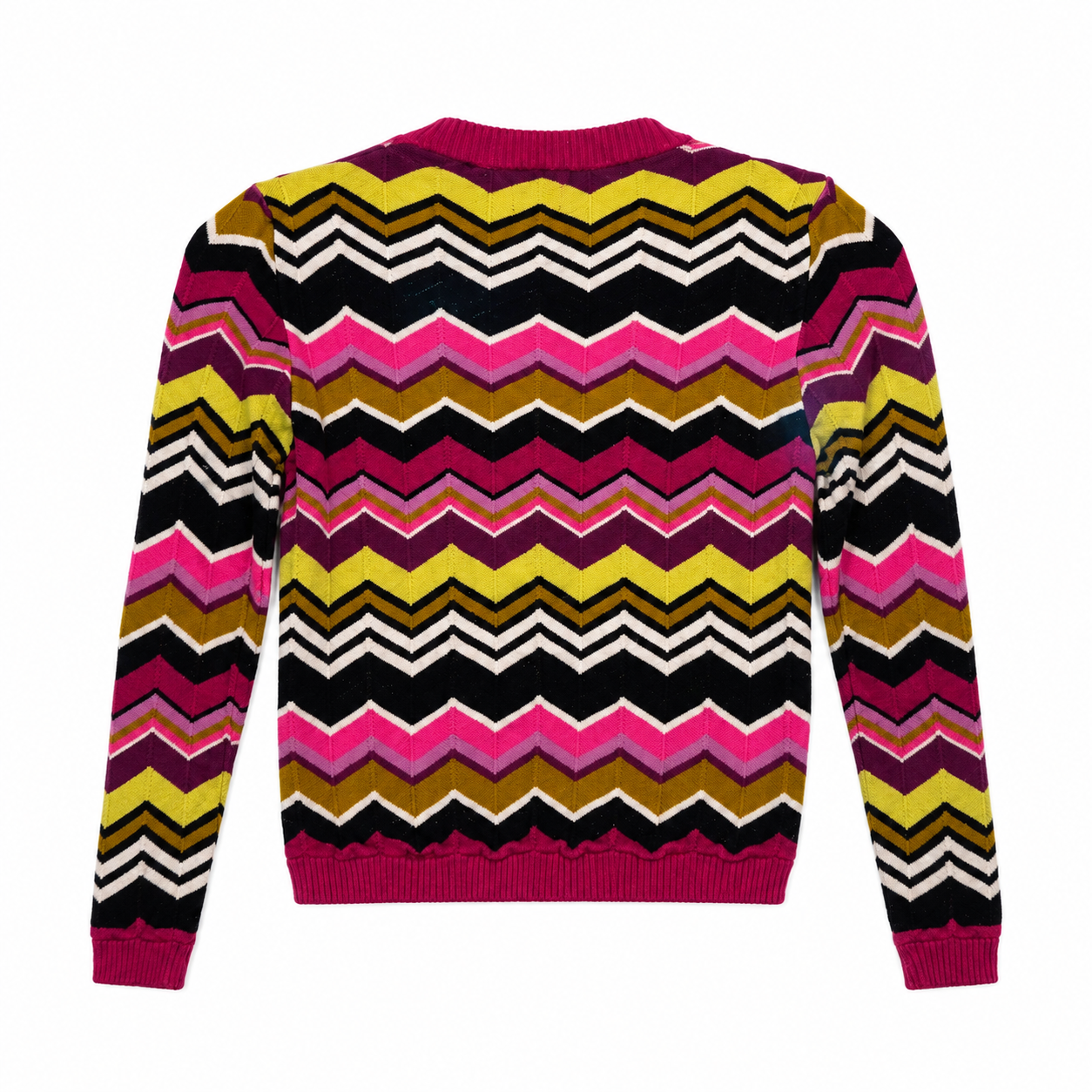 Missoni for Target Chevron Zigzag Knit Cardigan, Multicolor Pink & Olive, Button-Front, Size L