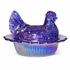 Mosser Glass Cobalt Blue Carnival Hen on Nest Covered Candy Dish, Iridescent Blue, 6.5"
