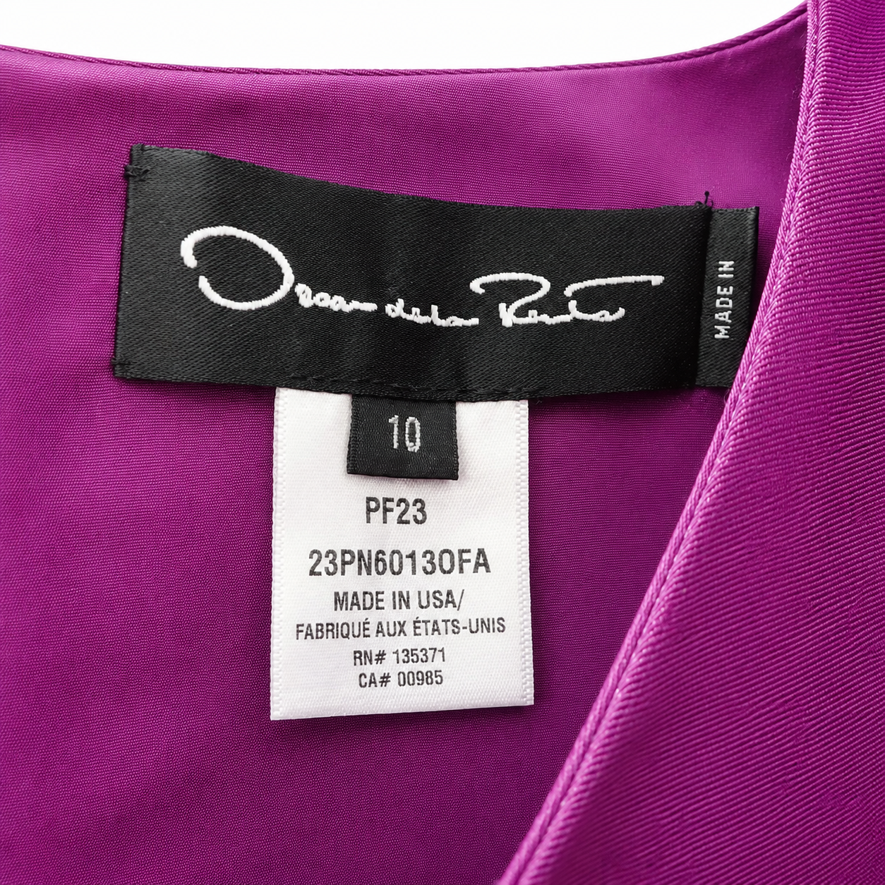 Oscar de la Renta Magenta Silk Faille Party Dress, Sleeveless Fit-and-Flare, New With Tags, Size 10