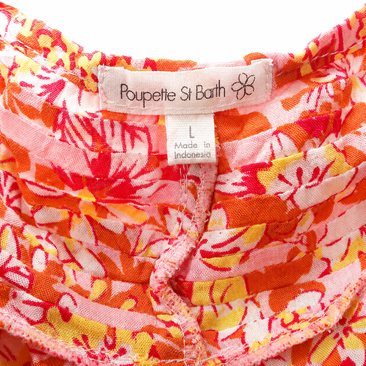 Poupette St Barth Bice Mini Dress, Pink Sweet Bell Floral, Rope Tie Waist, Size L, NWT