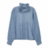 Reimagined Polo Ralph Lauren Chambray Shirt, Hand-Ruffled Statement Collar, Oversized Blue Top, One of a Kind