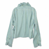 Reimagined Ralph Lauren Striped Shirt, Hand-Ruffled Collar, Mint Green & Blue Stripe, Oversized, One of a Kind
