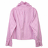 Reimagined Polo Ralph Lauren Striped Shirt, Hand-Ruffled Collar, Pink & Blue Stripe, Oversized, One of a Kind