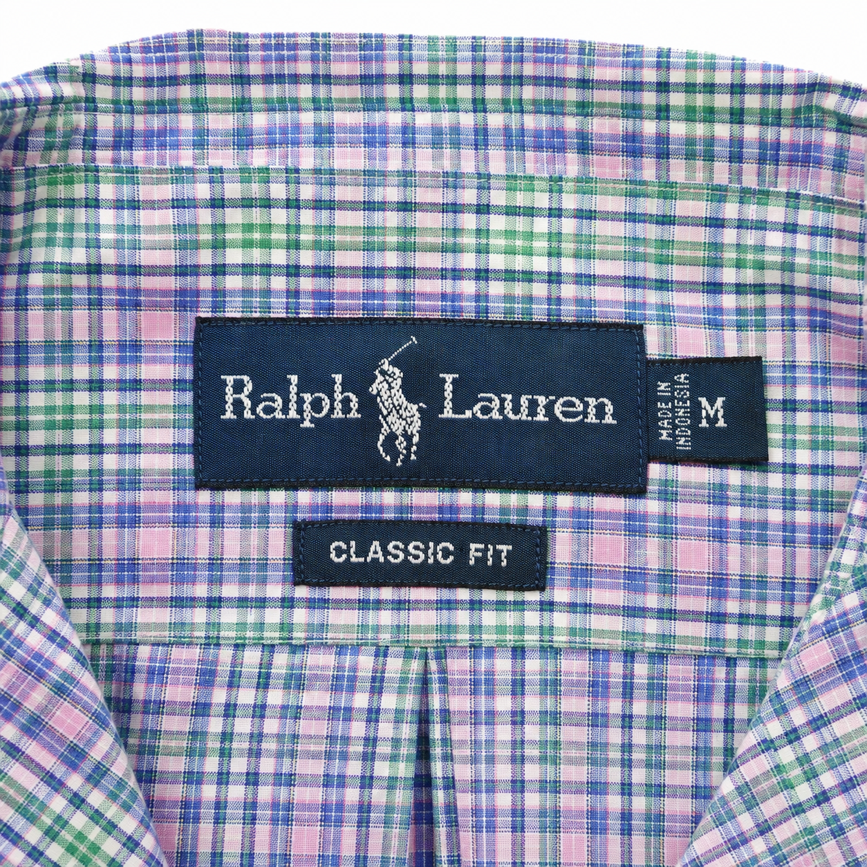 Reimagined Ralph Lauren Plaid Shirt, Hand-Ruffled Collar, Multicolor Plaid, Short Sleeve, One of a Kind