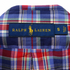 Reimagined Ralph Lauren Plaid Shirt, Hand-Ruffled Collar, Red White & Blue Madras-Style Plaid, One of a Kind